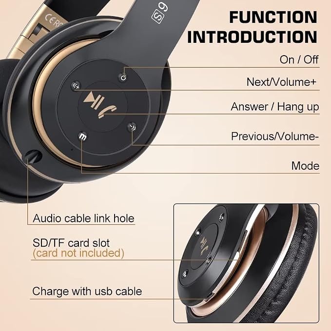 Audífonos Bluetooth 6S Over-Ear con Radio FM
