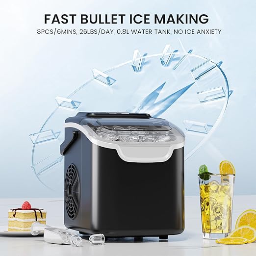 Crzoe Máquina de Hielo – Rápida, Silenciosa y Autolimpiable