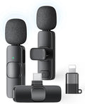 Paquete de 2 micrófonos de solapa inalámbricos para iPhone, iPad y teléfono Android