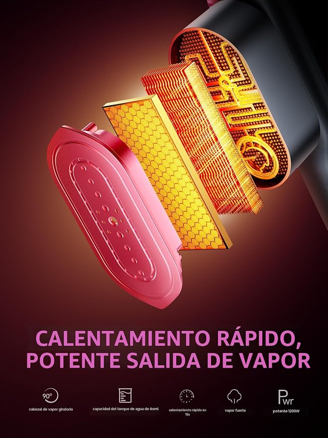 DRFLASH Plancha Vaporizadora 2 en 1 – 1200W Calentamiento Rápido 15s