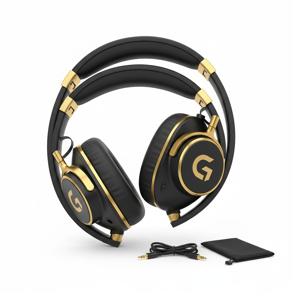 Audífonos inalámbricos Bluetooth 6S over-ear negro y dorado, diseño plegable con micrófono incorporado
